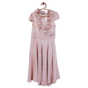 NWT 50s Retro Rockabilly Dusty Pink Polka Dot Ruffle Coquette Boho Wrap Dress